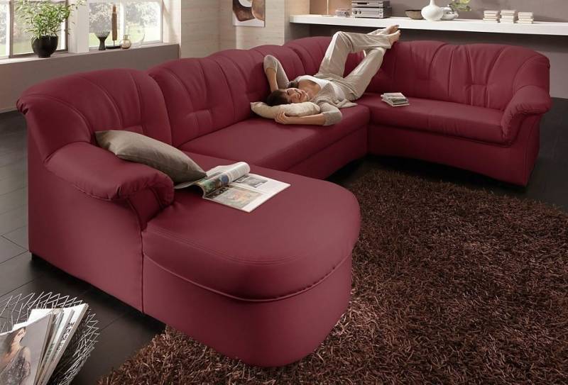 DOMO collection Wohnlandschaft Papenburg, zeitlose Rückensteppung, elegante Formensprache, U-Form, in großer Farbvielfalt, wahlweise mit Bettfunktion von DOMO collection