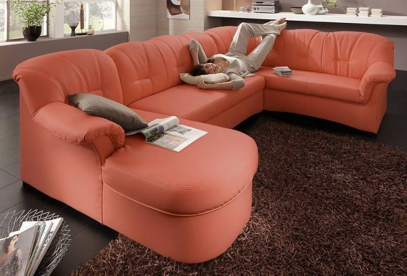 DOMO collection Wohnlandschaft Papenburg, zeitlose Rückensteppung, elegante Formensprache, U-Form, in großer Farbvielfalt, wahlweise mit Bettfunktion von DOMO collection