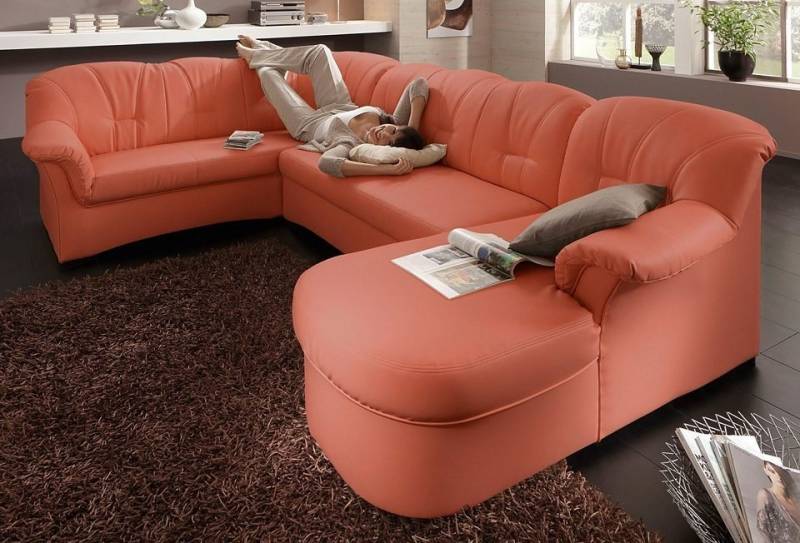 DOMO collection Wohnlandschaft Papenburg, zeitlose Rückensteppung, elegante Formensprache, U-Form, in großer Farbvielfalt, wahlweise mit Bettfunktion von DOMO collection