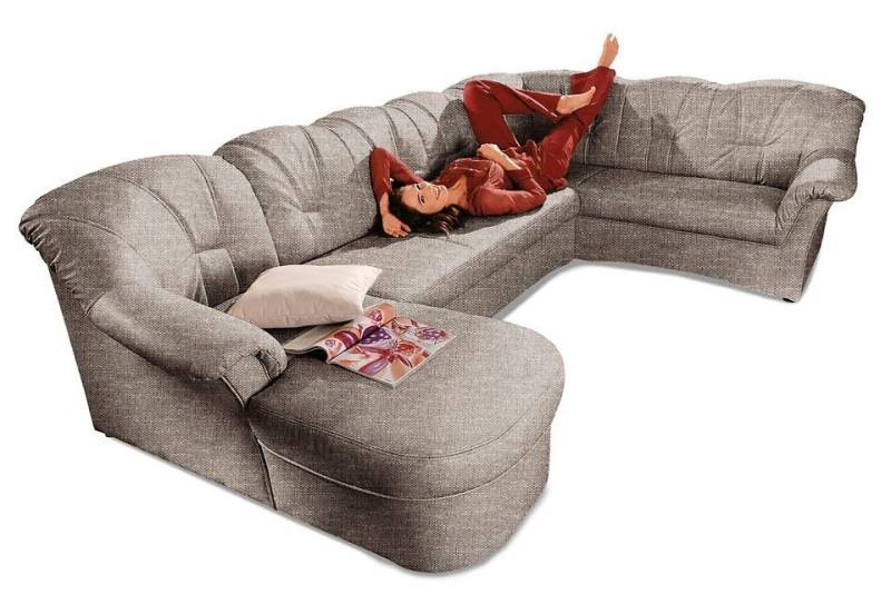 DOMO collection Wohnlandschaft Papenburg, zeitlose Rückensteppung, elegante Formensprache, U-Form, in großer Farbvielfalt, wahlweise mit Bettfunktion von DOMO collection