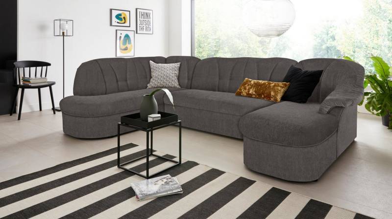DOMO collection Wohnlandschaft Pegnitz, zeitlos und modern, mit attraktiver Rückensteppung, U-Form, wahlweise mit Bettfunktion von DOMO collection