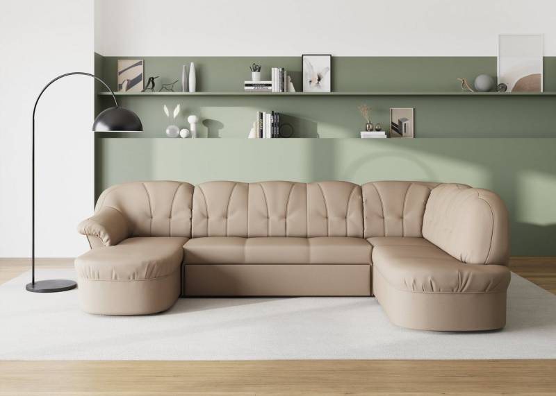 DOMO collection Wohnlandschaft Pegnitz, zeitlos und modern, mit attraktiver Rückensteppung, U-Form, wahlweise mit Bettfunktion von DOMO collection