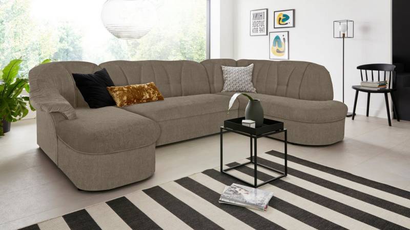 DOMO collection Wohnlandschaft Pegnitz, zeitlos und modern, mit attraktiver Rückensteppung, U-Form, wahlweise mit Bettfunktion von DOMO collection