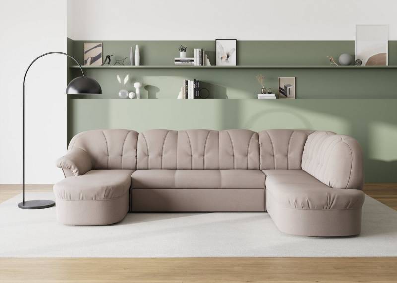 DOMO collection Wohnlandschaft Pegnitz, zeitlos und modern, mit attraktiver Rückensteppung, U-Form, wahlweise mit Bettfunktion von DOMO collection