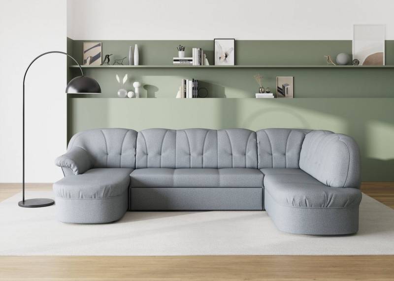DOMO collection Wohnlandschaft Pegnitz, zeitlos und modern, mit attraktiver Rückensteppung, U-Form, wahlweise mit Bettfunktion von DOMO collection