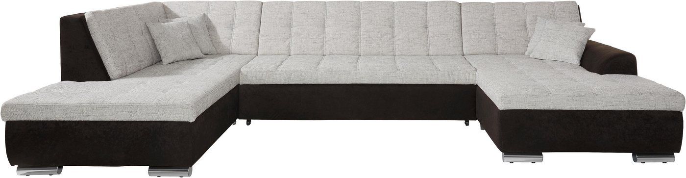 DOMO collection Wohnlandschaft Treviso incl. Zierkissen, moderne Steppung, XXL: B/T/H: 364/201/83 cm, wahlweise mit Bettfunktion, in vielen Bezugsarten auch in Cord U-Form von DOMO collection