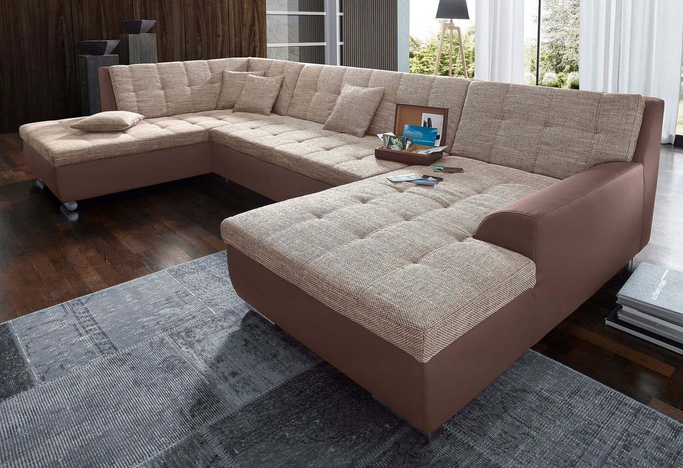 DOMO collection Wohnlandschaft Treviso incl. Zierkissen, moderne Steppung, XXL: B/T/H: 364/201/83 cm, wahlweise mit Bettfunktion, in vielen Bezugsarten auch in Cord U-Form DOMO collection Wohnlandschaft Treviso incl. Zierkissen, moderne Steppung, XXL: B/T/H: 364/201/83 cm, wahlweise mit Bettfunktion, in vielen Bezugsarten auch in Cord U-Form von DOMO collection