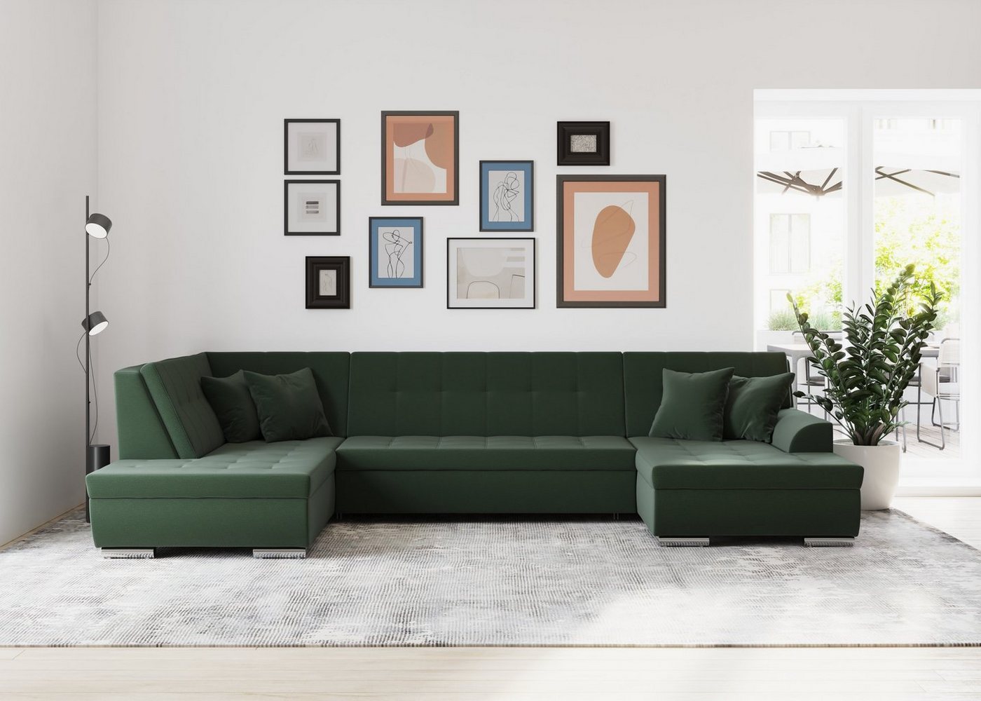 DOMO collection Wohnlandschaft Treviso incl. Zierkissen, moderne Steppung, XXL: B/T/H: 364/201/83 cm, wahlweise mit Bettfunktion, in vielen Bezugsarten auch in Cord U-Form DOMO collection Wohnlandschaft Treviso incl. Zierkissen, moderne Steppung, XXL: B/T/H: 364/201/83 cm, wahlweise mit Bettfunktion, in vielen Bezugsarten auch in Cord U-Form von DOMO collection