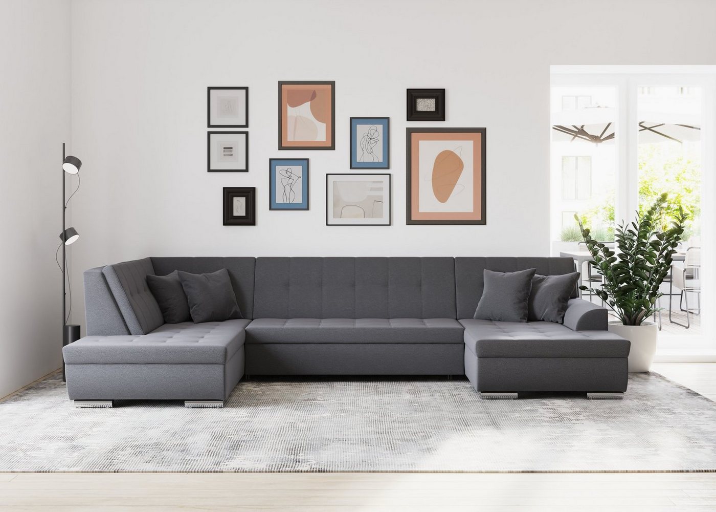 DOMO collection Wohnlandschaft Treviso incl. Zierkissen, moderne Steppung, XXL: B/T/H: 364/201/83 cm, wahlweise mit Bettfunktion, in vielen Bezugsarten auch in Cord U-Form DOMO collection Wohnlandschaft Treviso incl. Zierkissen, moderne Steppung, XXL: B/T/H: 364/201/83 cm, wahlweise mit Bettfunktion, in vielen Bezugsarten auch in Cord U-Form von DOMO collection