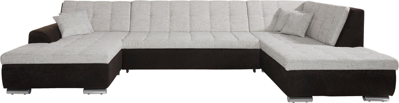 DOMO collection Wohnlandschaft Treviso incl. Zierkissen, moderne Steppung, XXL: B/T/H: 364/201/83 cm, wahlweise mit Bettfunktion, in vielen Bezugsarten auch in Cord U-Form von DOMO collection