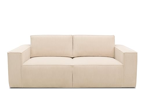 Domo. Collection 2 Sitzer Portland, Sofa, Cord 2er, Garnitur, 210 x 93 84 cm in creme von DOMO. collection