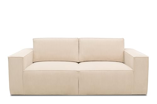 DOMO. collection Sofa Portland, 2-Sitzer Couch, modernes 2er Polstersofa, Garnitur, 210 x 93 x 84 cm (BxTxH), Cord creme von DOMO. collection
