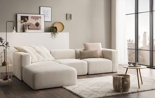 DOMO.Collection Ecksofa Adrian, Modulsofa in L-Form, aus 4 Modulen, Sofa, Couch 301 x 193 cm in creme von DOMO. collection