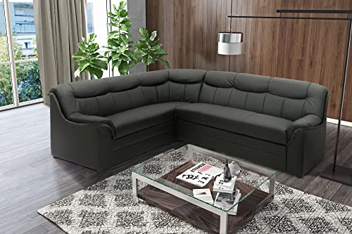 DOMO. Collection Ecksofa Berlin, zeitlose Couch mit hochwertiger Ferderkern-Polsterung, 205x250x89 cm L-Form in schwarz von DOMO. collection