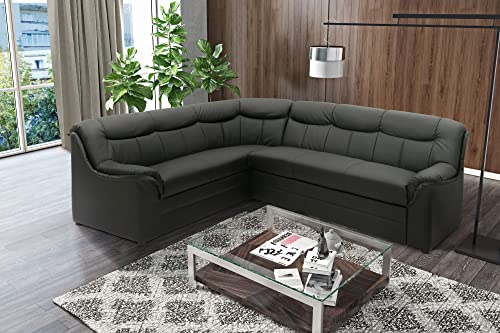 DOMO. collection Ecksofa Berlin, zeitlose Leder-Eckcouch mit hochwertiger Federkern-Polsterung, Sofa in L-Form aus Kunstleder, Couch 205 x 250 x 89 cm, schwarz von DOMO. collection
