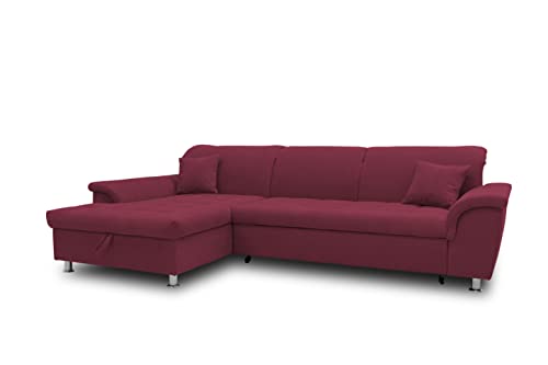 DOMO. Collection Ecksofa Franzi, Couch in L-Form, Sofa, Eckcouch mit Rückenfunktion Polsterecke, Bordeaux Rot, 279x162x81 cm von DOMO. collection