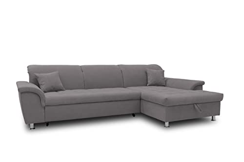 DOMO. collection Ecksofa Franzi, Couch mit Schlaffunktion, Bettkasten & Rückenfunktion, Sofa in L-Form, Eckcouch, Polsterecke, Schlafsofa 279 x 170 x 81 cm (BxTxH), dunkelgrau von DOMO. collection