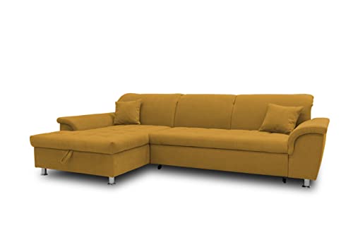 DOMO. collection Ecksofa Franzi, Couch mit Schlaffunktion, Bettkasten & Rückenfunktion, Sofa in L-Form, Eckcouch, Polsterecke, Schlafsofa 279 x 170 x 81 cm (BxTxH), gelb von DOMO. collection