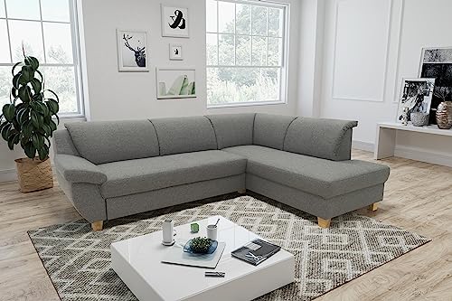 DOMO. Collection Ecksofa Panama, klassisches Ecksofa in L-Form, Eckcouch, Sofa Couch, Ecke 254 x 186 cm in dunkelgrau von DOMO. collection