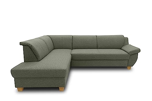 DOMO. Collection Ecksofa Panama, klassisches Ecksofa in L-Form, Eckcouch, Sofa Couch, Ecke mit Schlaffunktion 254 x 186 cm in grün von DOMO. collection