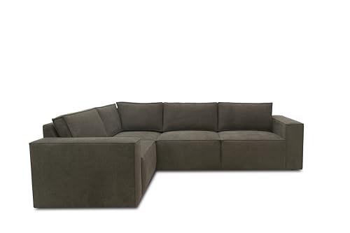 Domo. Collection Ecksofa Portland, Sofa in L-Form, Microfaser, Couch Ecke, Eckcouch, 197 x 277 84 cm schlamm von DOMO. collection