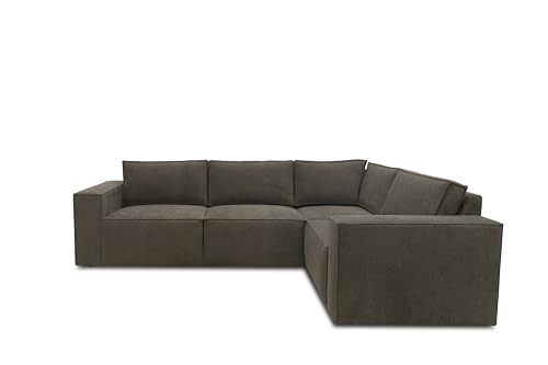 Domo. Collection Ecksofa Portland, Sofa in L-Form, Microfaser, Couch Ecke, Eckcouch, 277 x 197 84 cm schlamm von DOMO. collection