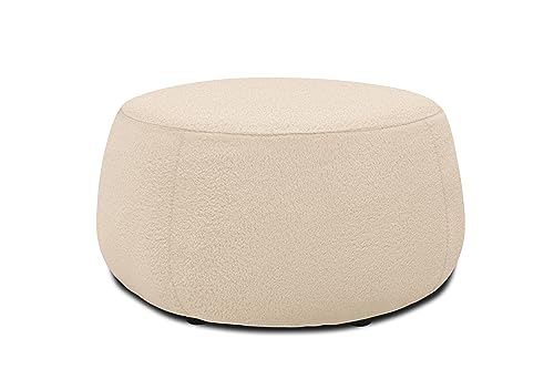 DOMO. collection Polsterhocker Molina, moderner, runder Hocker aus Teddy-Stoff, Sitzhocker, Fußhocker, Beistellhocker, Sofa-Hocker, Garnitur 75 x 75 x 42 cm (BxTxH), creme von DOMO. collection