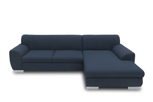 DOMO. Collection Nika Eckcouch mit Schlaffunktion in L-Form, Sofa Eckgarnitur, Ecksofa Webstoff, blau, 277x156x78 cm von DOMO. collection