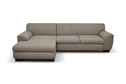 DOMO. Collection Nika Eckcouch mit Schlaffunktion in L-Form, Sofa Eckgarnitur, Ecksofa Webstoff, braun, 277x156x78 cm von DOMO. collection