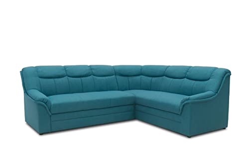 DOMO. Collection| Ecksofa Berlin | zeitlose Couch mit hochwertiger Ferderkern-Polsterung | L-Form in petrol von DOMO. collection