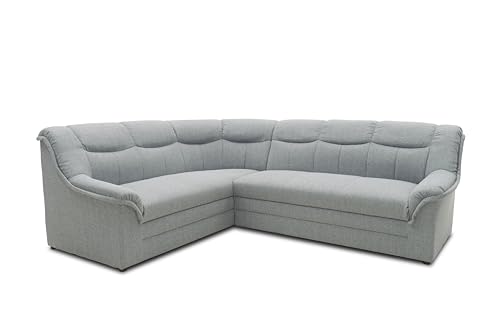 DOMO. Collection| Ecksofa Berlin | zeitlose Couch mit hochwertiger Ferderkern-Polsterung | L-Form in silber von DOMO. collection