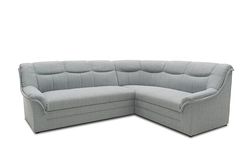 DOMO. Collection Ecksofa Berlin | zeitlose Couch mit hochwertiger Ferderkern-Polsterung und Schlaffunktion | 205 x 250 x 89 cm | L-Form in sliber von DOMO. collection