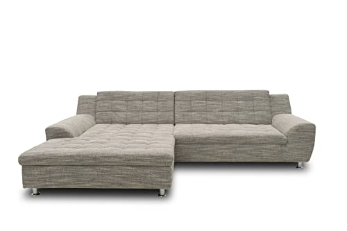 DOMO. Collection Morton Ecksofa, Sofa in L-Form (Longchair links), Eckcouch Polstergarnitur, weiß-grau, 304 x 200 x 84 cm von DOMO. collection