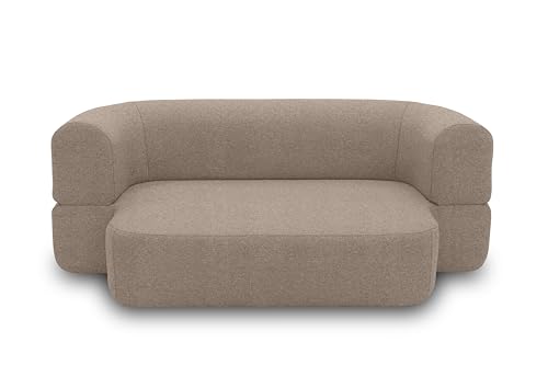 DOMO. Collection Sofa Cutias, 2-Sitzer Schlafsofa, Ovale Form, Schlaffunktion, Inklusive Nierenkissen, Federkern Polsterung, 2er Couch, 208 x 115 x 78 (BxTxH), Taupe von DOMO. collection