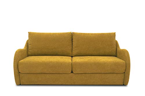 DOMO. Collection Sofa Echo, 2-Sitzer mit Hocker, Polstermöbel 180cm Sitzbreite, Funktionssofa, 204x107x96 cm, Couch in gelb (senf) von DOMO. collection