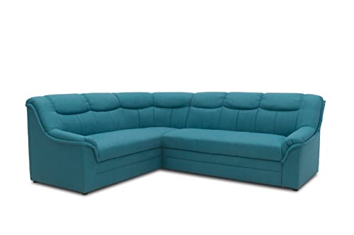 DOMO. Collection| Ecksofa Berlin | zeitlose Couch mit hochwertiger Ferderkern-Polsterung | L-Form in petrol von DOMO. collection