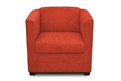 DOMO. collection Sessel Bob, retro Sessel mit Armlehnen und Federkern, kleiner Polstersessel, Cocktail Loungesessel 73 x 75 x 69 cm (BxTxH), Webstoff in orange von DOMO. collection