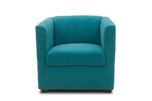 DOMO. collection Sessel Bob FK, kleiner Retro-Sessel mit Armlehnen und Federkern, Polstersessel, Cocktailsessel, Loungesessel, 73 x 75 x 69 cm (BxTxH), Webstoff in türkis von DOMO. collection