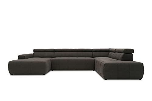 DOMO. Collection Brandon Sofa, Wohnlandschaft mit Rückenfunktion in U-Form, Polsterecke Eckgarnitur Polstergarnitur, Schlamm, 175 x 359 x 228 cm von DOMO. collection