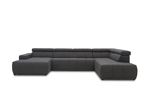 DOMO. Collection Brandon Sofa, Wohnlandschaft mit Rückenfunktion in U-Form, Polsterecke Eckgarnitur Polstergarnitur, dunkelgrau, 228 x 359 x 175 cm von DOMO. collection