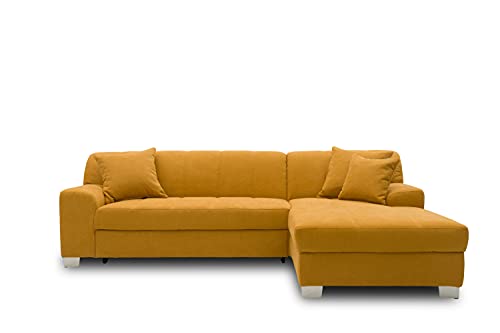 DOMO. Collection Capri Ecksofa | Eckcouch in L-Form mit Schlaffunktion, Polsterecke Schlafsofa, mango gelb, 239x152x75 cm von DOMO. collection