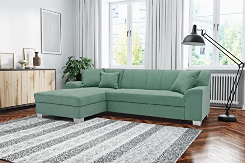 DOMO. Collection Capri Ecksofa | Eckcouch in L-Form mit Schlaffunktion, Polsterecke Schlafsofa, mint grün, 239x152x75 cm von DOMO. collection