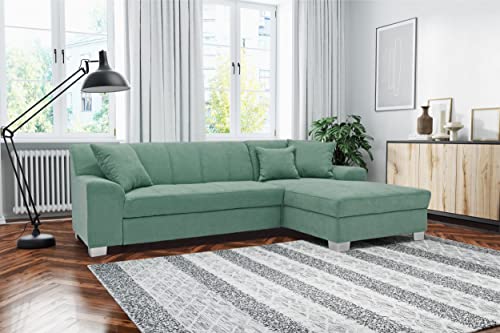 DOMO. Collection Capri Ecksofa | Eckcouch in L-Form mit Schlaffunktion, Polsterecke Schlafsofa, mint grün, 239x152x75 cm von DOMO. collection