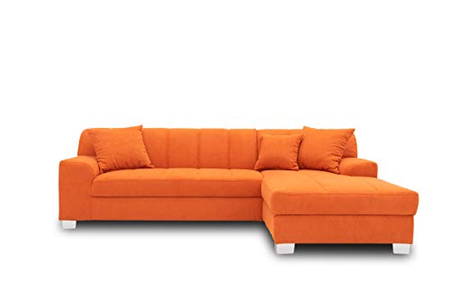 DOMO. Collection Capri Ecksofa | Eckcouch in L-Form mit Schlaffunktion, Polsterecke Schlafsofa, orange 239x152x75 cm von DOMO. collection