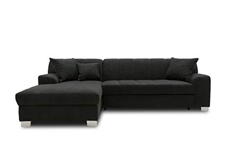 DOMO. Collection Capri Ecksofa | Eckcouch in L-Form mit Schlaffunktion, Polsterecke Schlafsofa, schwarz, 239x152x75 cm von DOMO. collection