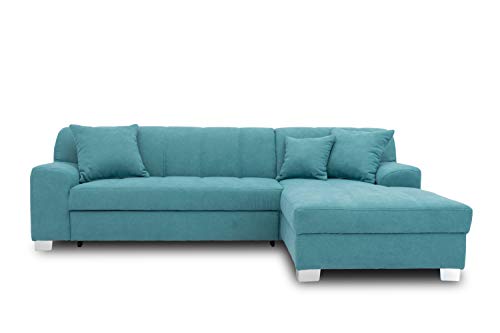 DOMO. Collection Capri Ecksofa | Eckcouch in L-Form mit Schlaffunktion, Polsterecke Schlafsofa, türkis, 239x152x75 cm von DOMO. collection