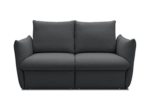 DOMO. Collection Cloud Box, 2 Sitzer mit Schlaffunktion und Boxspringfederung, Sofa mit Bettauszug, Schlafsofa, 180 x 97 x 100 cm, Boxspringsofa in dunkelgrau von DOMO. collection