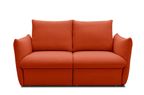 DOMO. Collection Cloud Box, 2 Sitzer mit Schlaffunktion und Boxspringfederung, Sofa mit Bettauszug, Schlafsofa, 180 x 97 x 100 cm, Boxspringsofa in orange von DOMO. collection