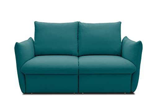 DOMO. collection Sofa Cloud Box, 2-Sitzer mit Schlaffunktion und Boxspringfederung, 2er Couch mit Bettauszug, Schlafsofa, Boxspringsofa 180 x 97 x 100 cm (BxTxH), türkis von DOMO. collection