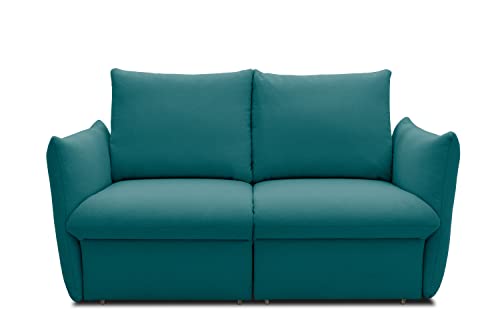 DOMO. Collection Cloud Box, 2 Sitzer mit Schlaffunktion und Boxspringfederung, Sofa mit Bettauszug, Schlafsofa, 180 x 97 x 100 cm, Boxspringsofa in türkis von DOMO. collection